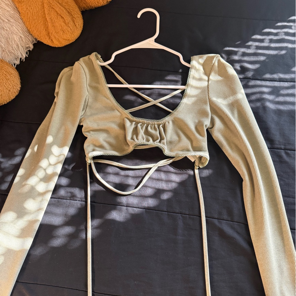 Fashion Nova Olive Green Crop Top